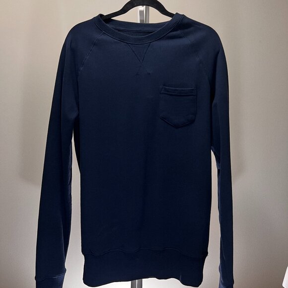 American Tall Men's Crewneck Sweatshirt Navy Blue Chest Pocket Fleece M Tall - Picture 1 of 4